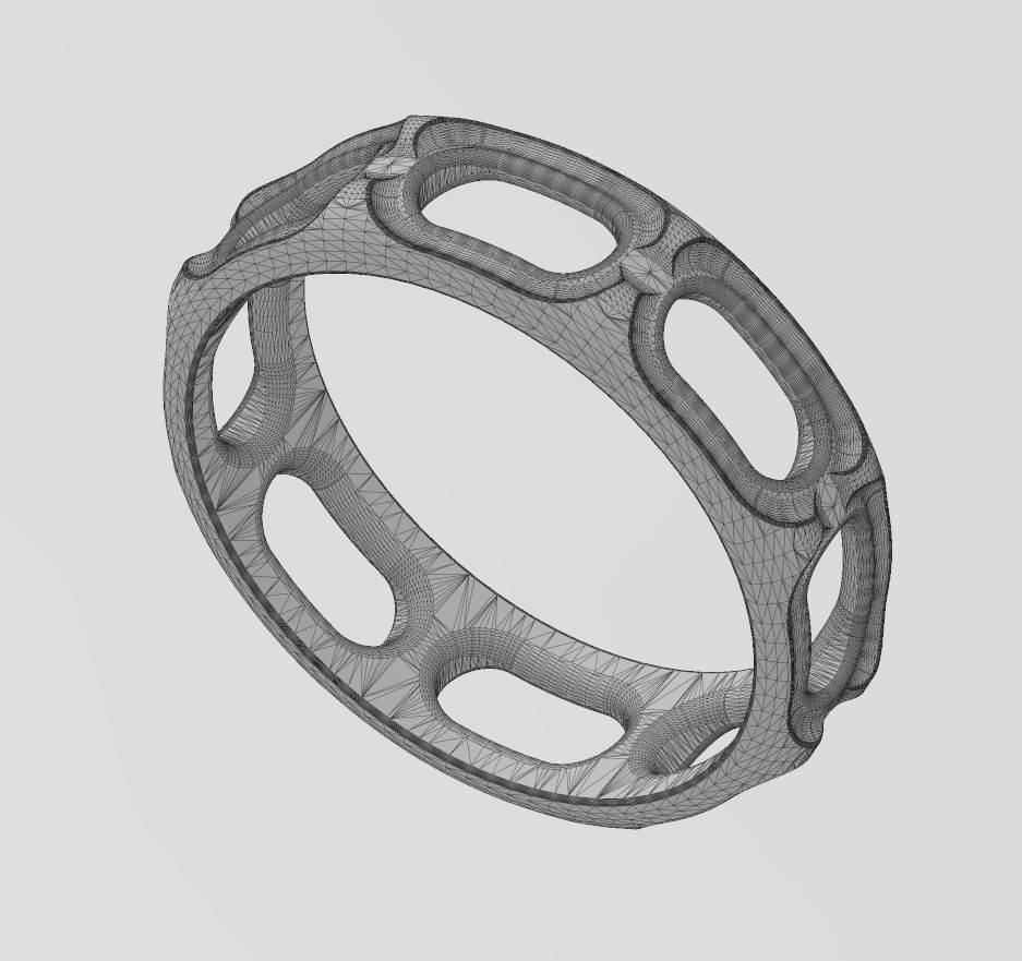 Oblong opening chain link engraved band 3D print model_15