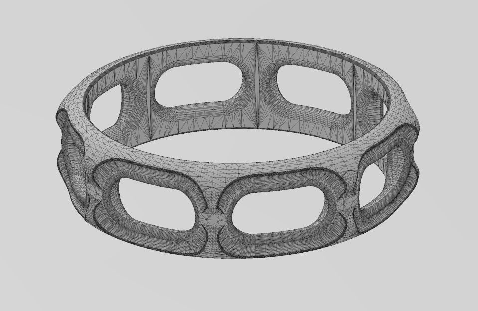 Oblong opening chain link engraved band 3D print model_14