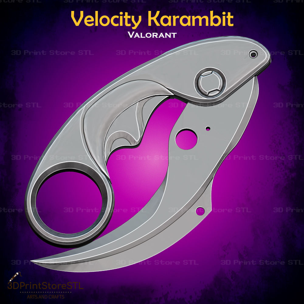 Velocity Karambit Cosplay Valorant - STL File 3D print model_3