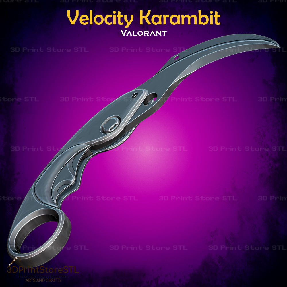 Velocity Karambit Cosplay Valorant - STL File 3D print model_2