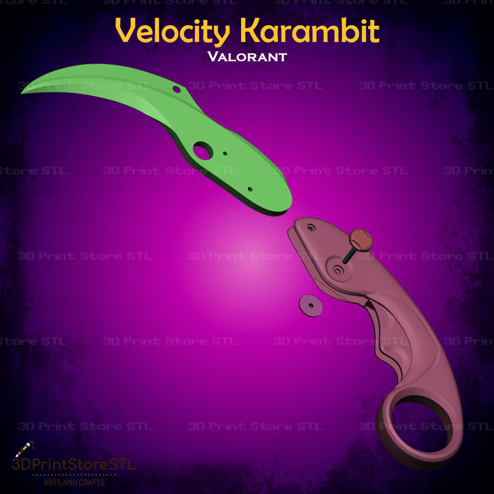 Velocity Karambit Cosplay Valorant - STL File 3D print model_4