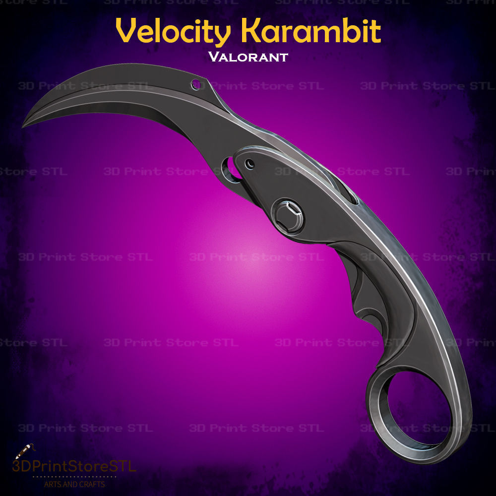 Velocity Karambit Cosplay Valorant - STL File 3D print model_1