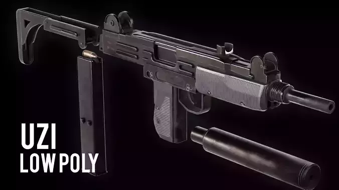 VR Ready UZI Low Poly Low-poly 3D model