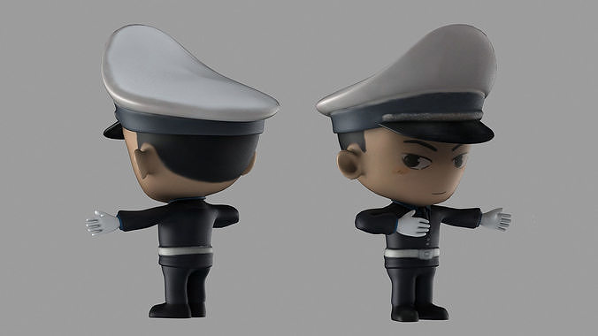 cop polic female  female police  character police game toys 3D model