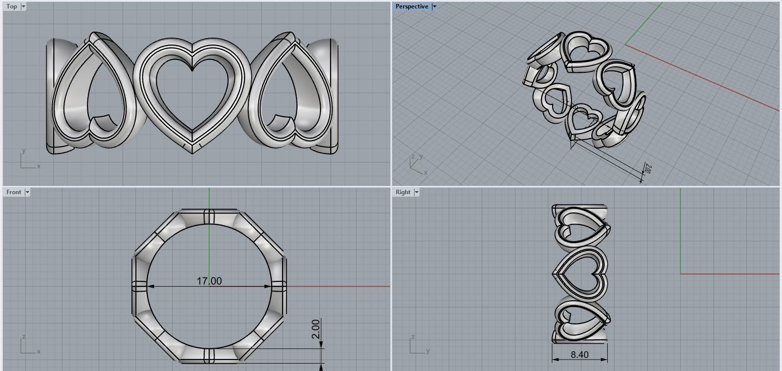 Heart ring model 810 3D print model_4