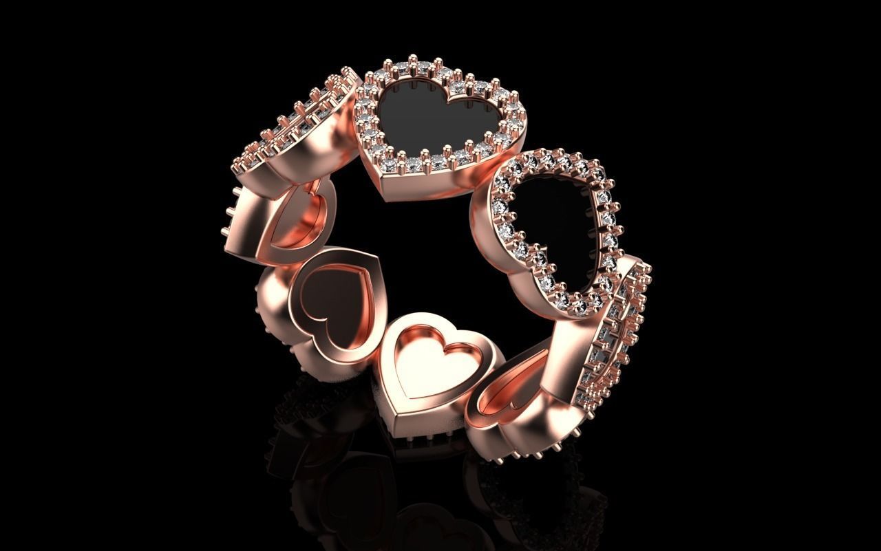 Heart ring model 811 3D print model_2