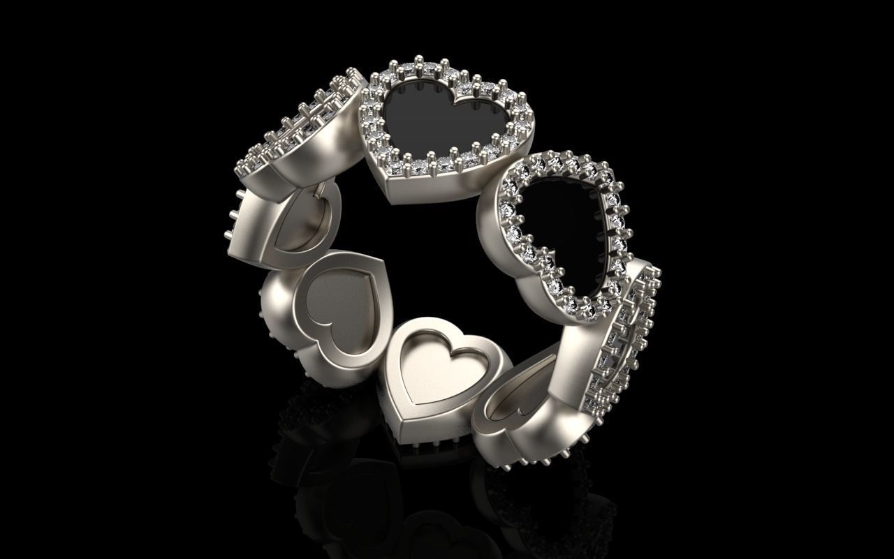 Heart ring model 811 3D print model_1
