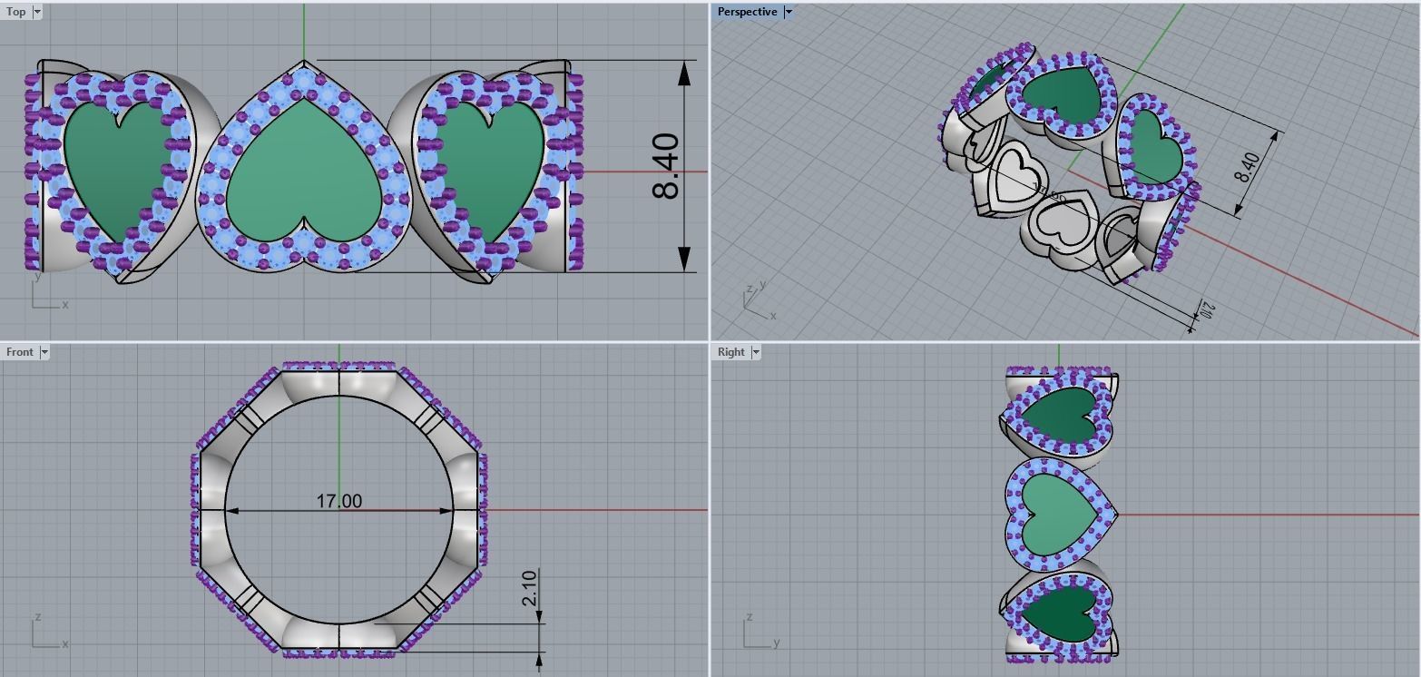 Heart ring model 811 3D print model_3