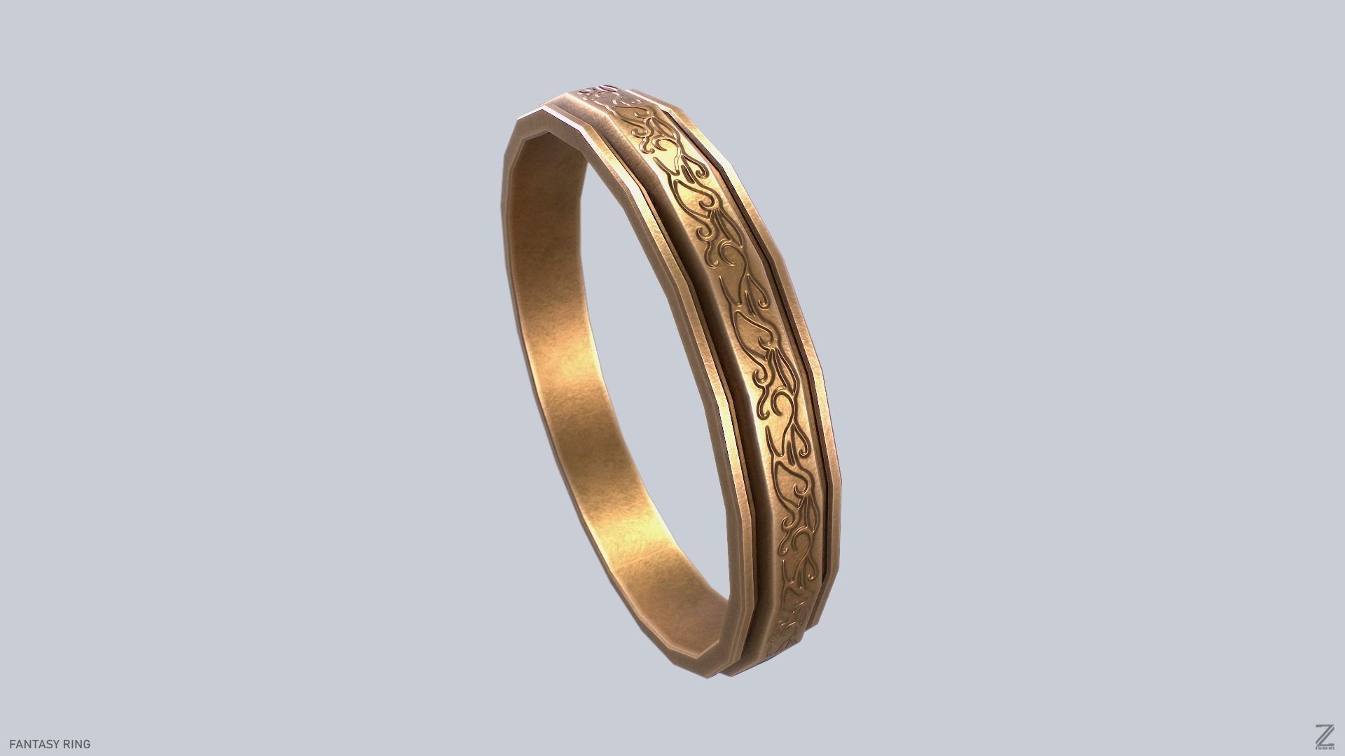 Fantasy ring Low-poly 3D model_2