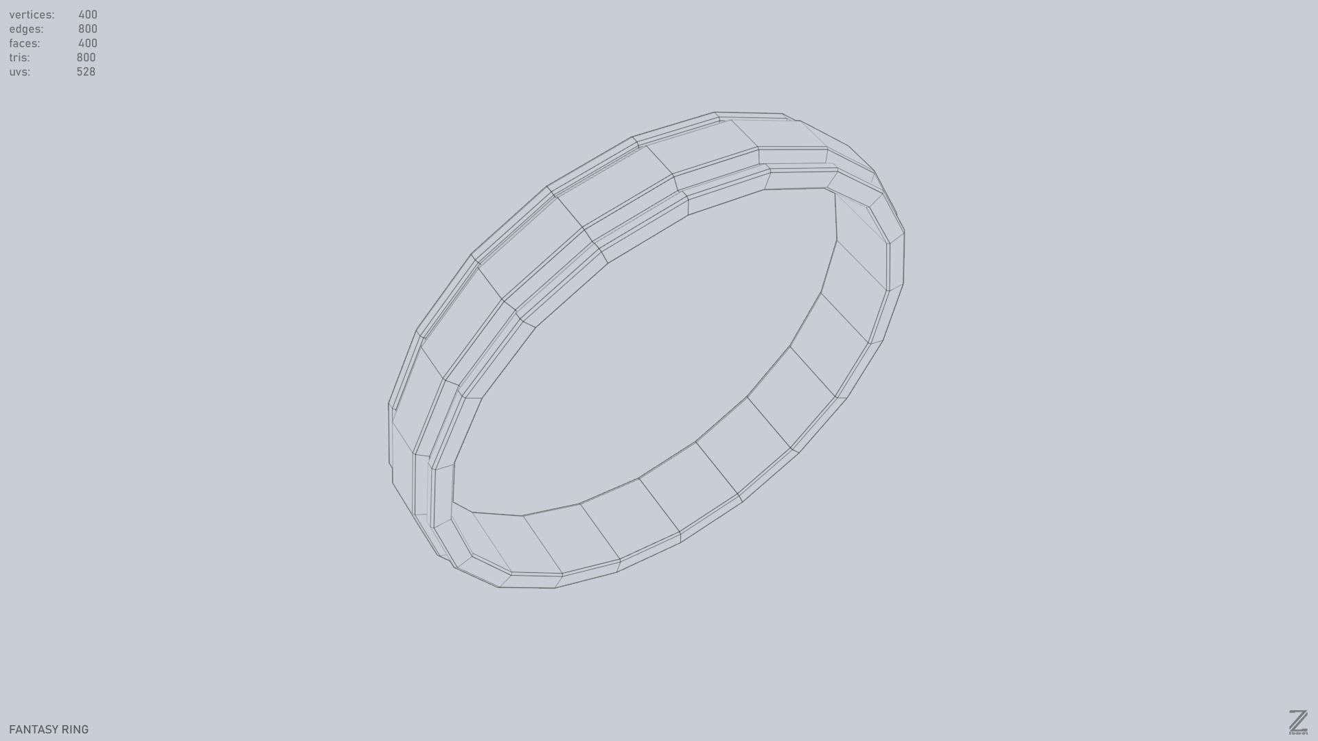 Fantasy ring Low-poly 3D model_11
