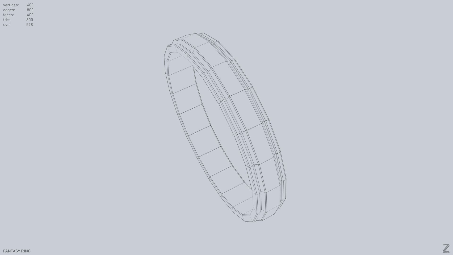Fantasy ring Low-poly 3D model_15