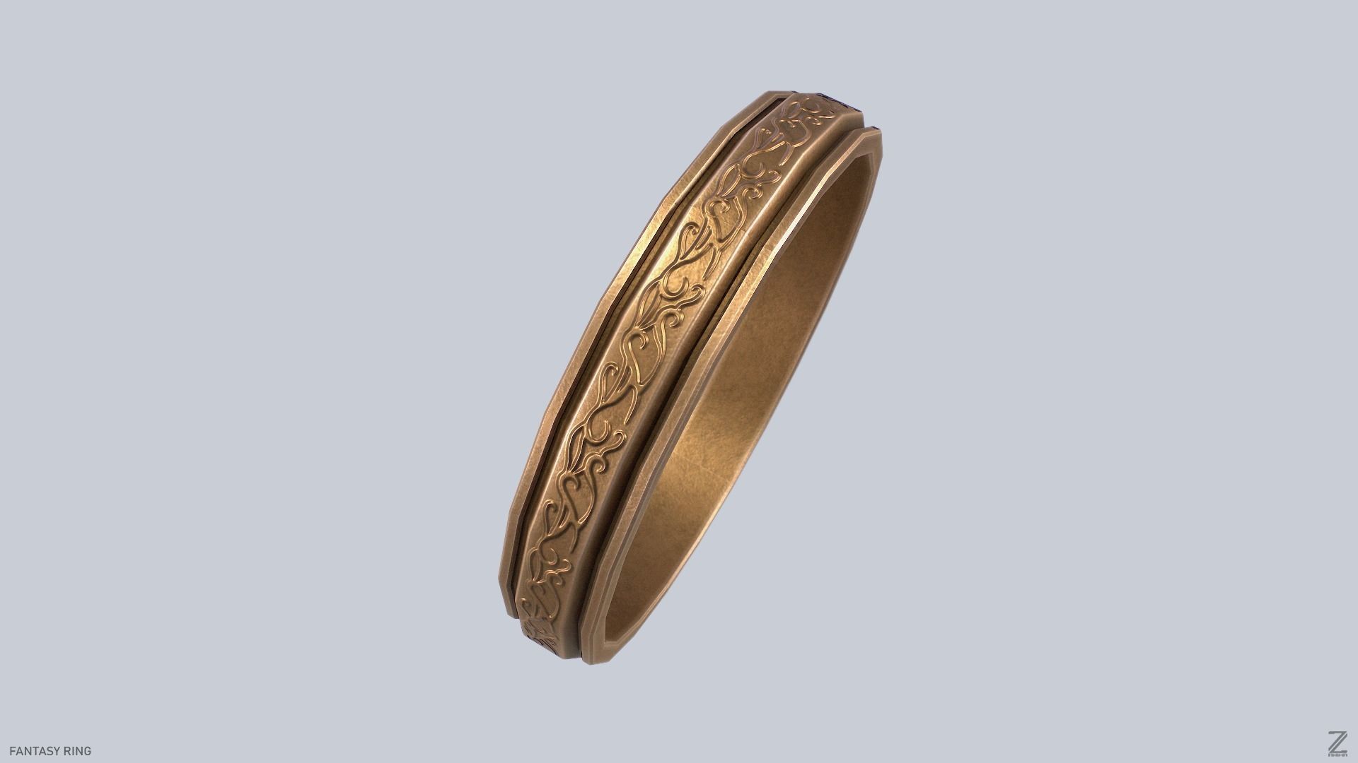 Fantasy ring Low-poly 3D model_6