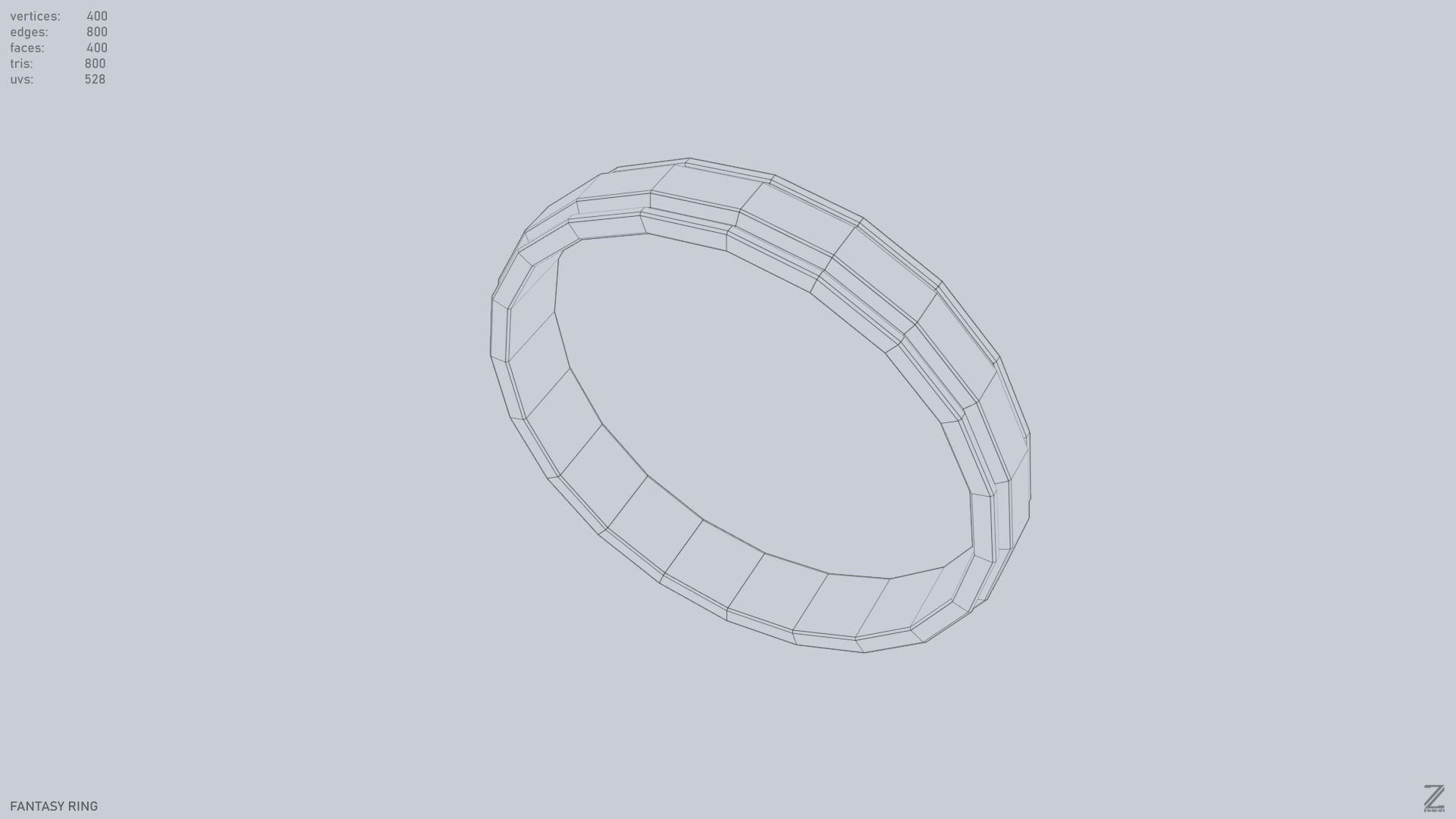 Fantasy ring Low-poly 3D model_9