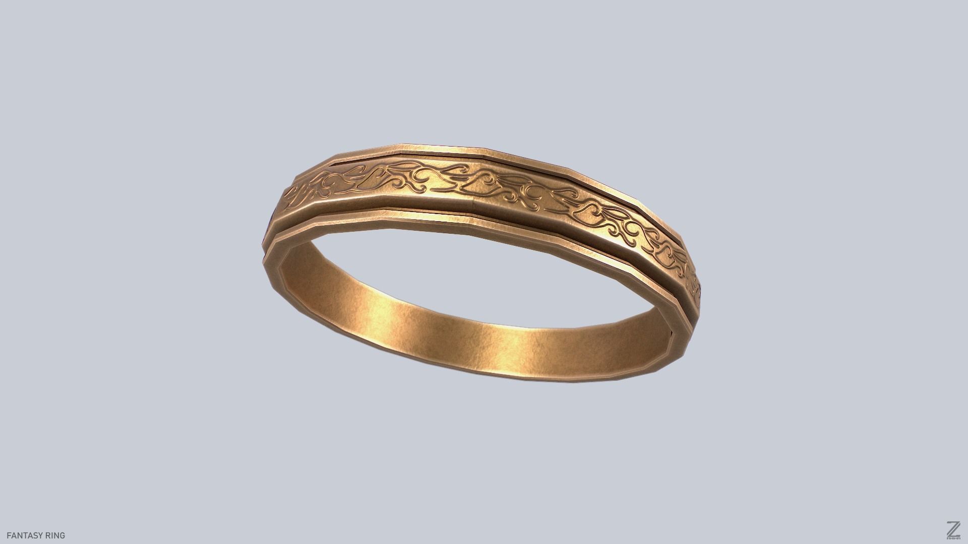 Fantasy ring Low-poly 3D model_5