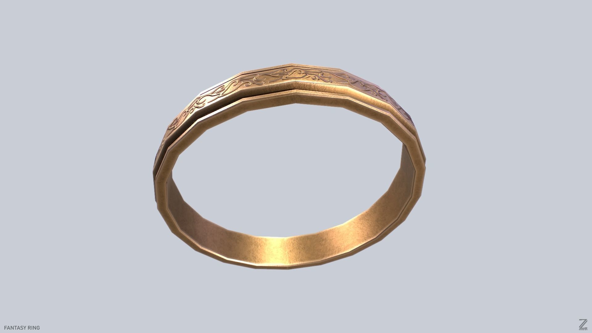 Fantasy ring Low-poly 3D model_7