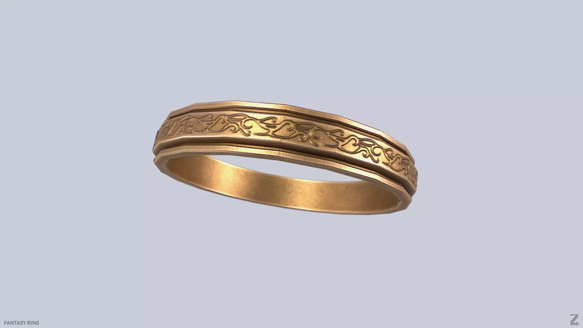 Fantasy ring Low-poly 3D model_0
