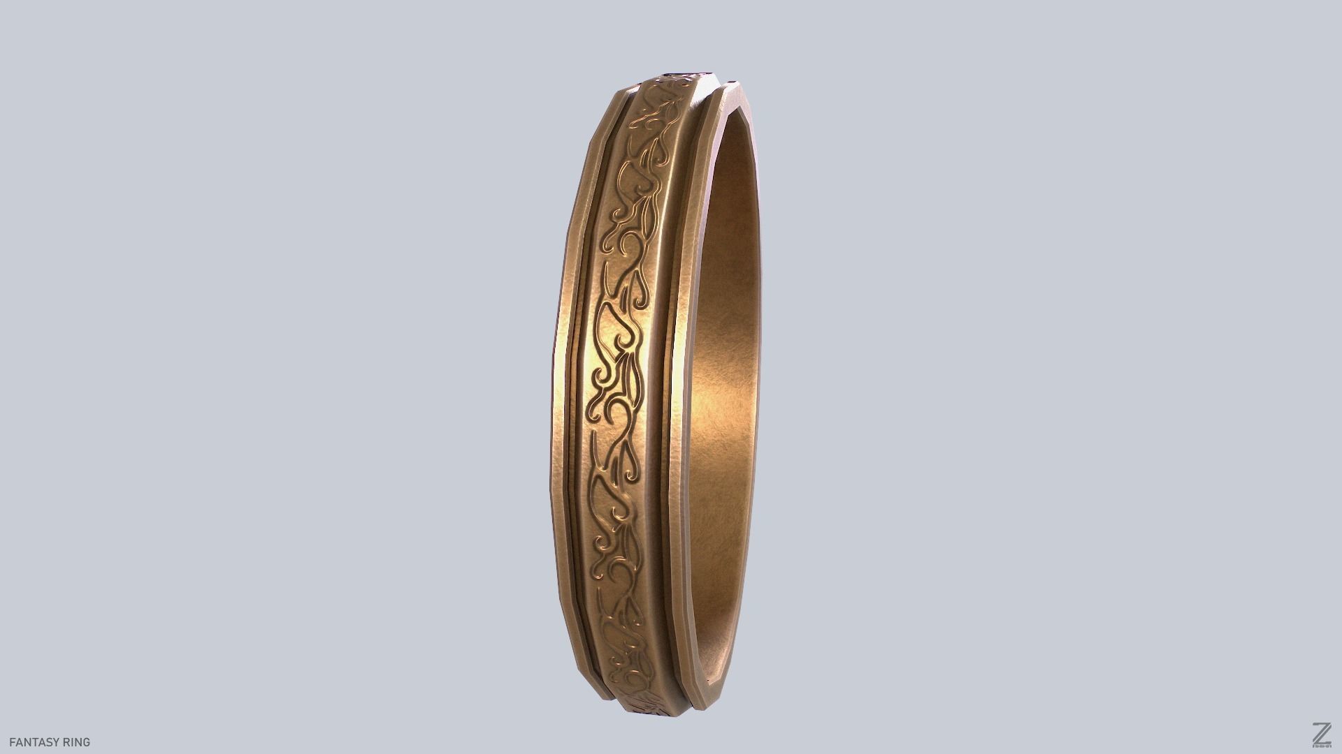 Fantasy ring Low-poly 3D model_8