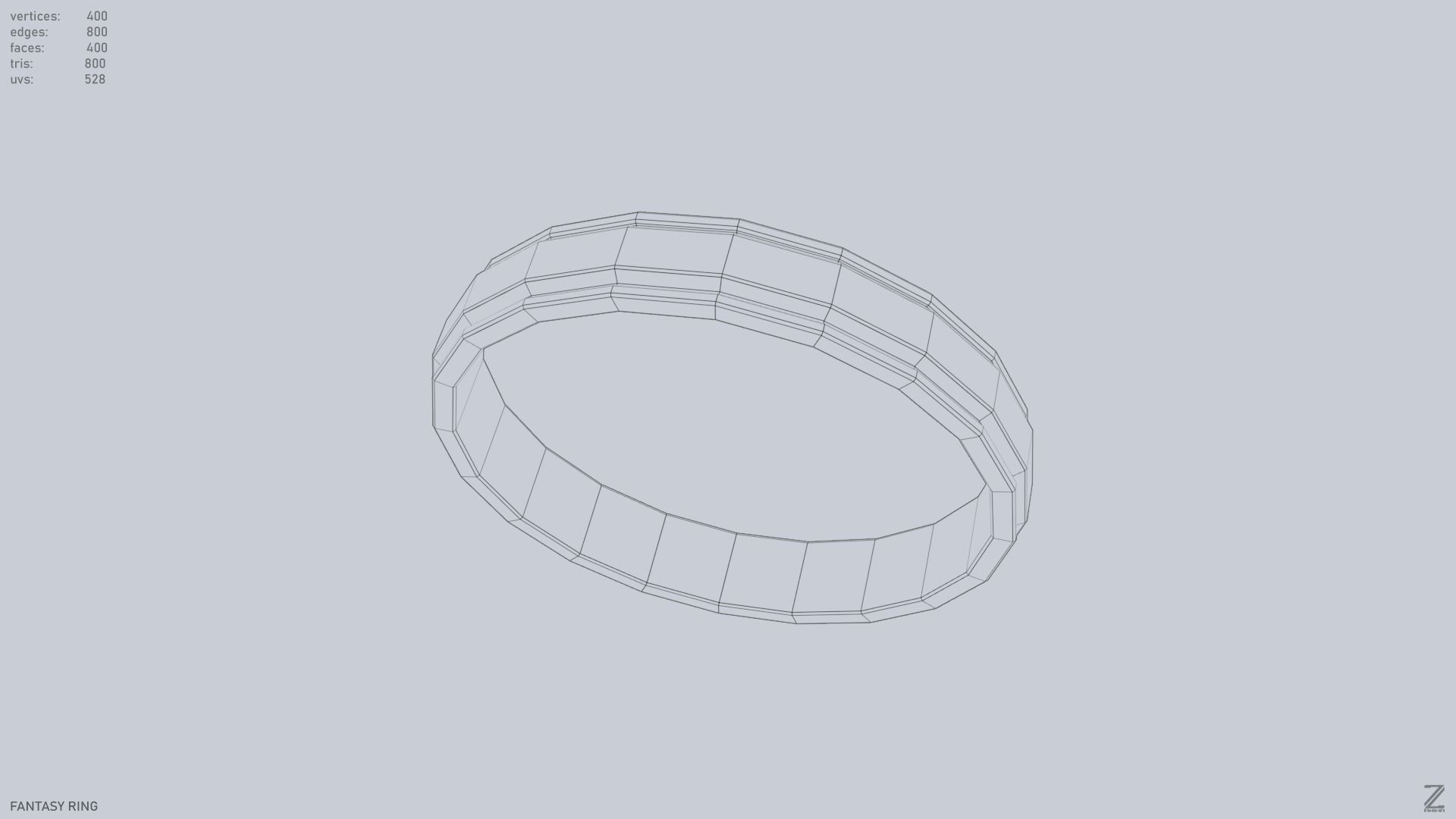 Fantasy ring Low-poly 3D model_10