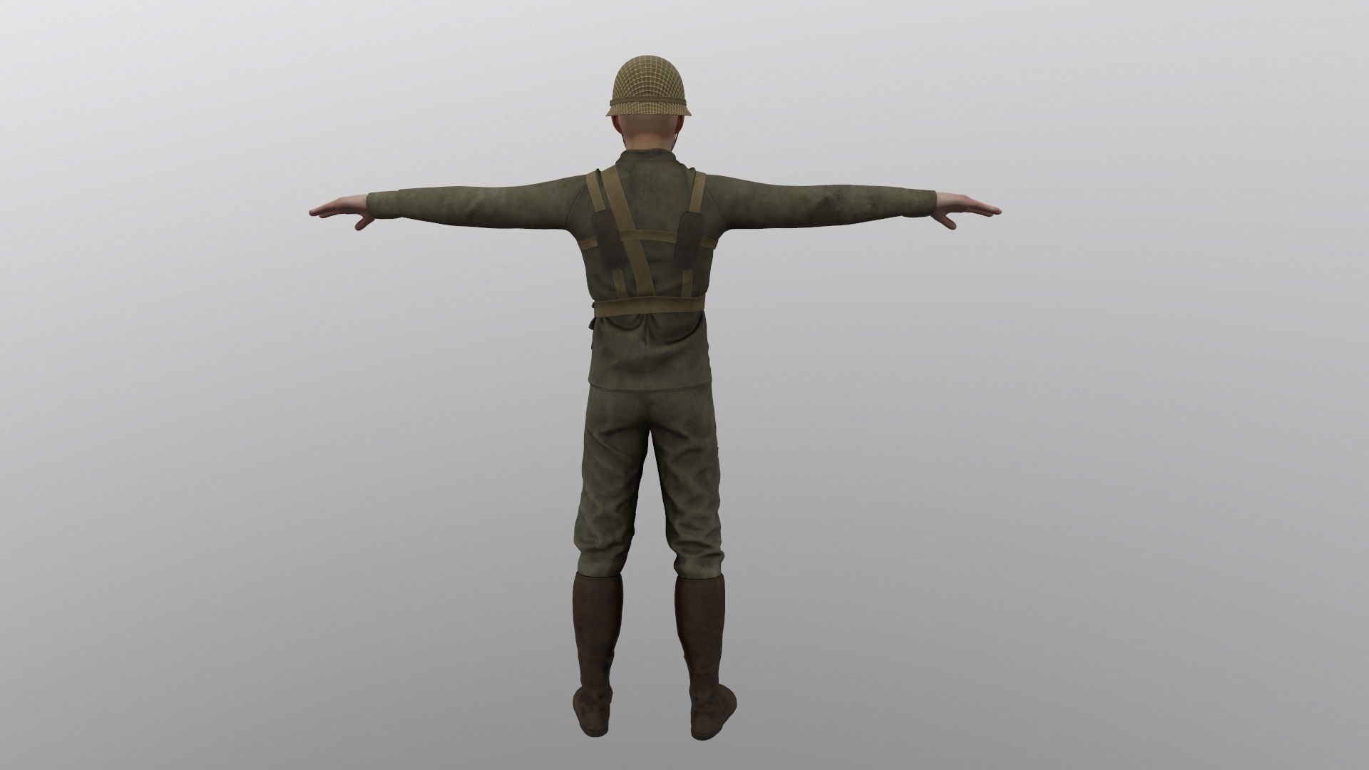 WW2 Soldier Man - Maya Rig - High Quality Textured 3D model_15