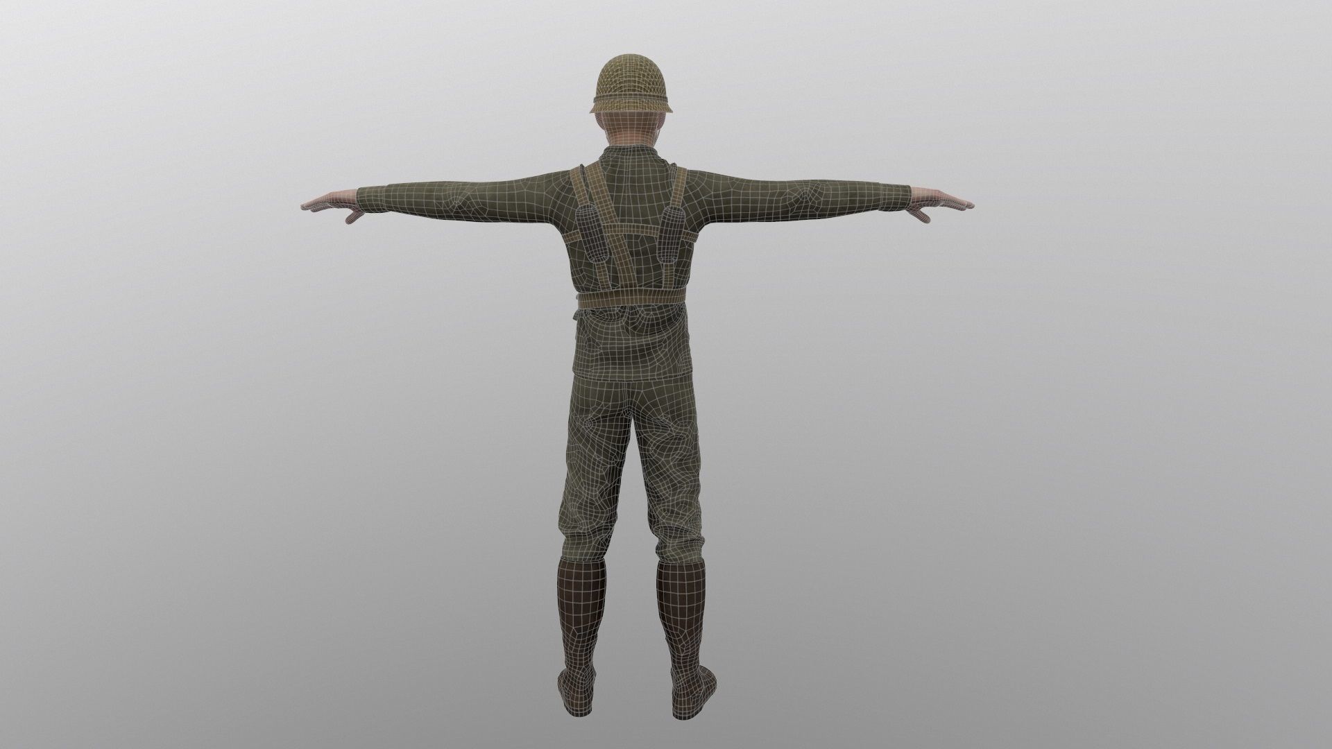 WW2 Soldier Man - Maya Rig - High Quality Textured 3D model_16