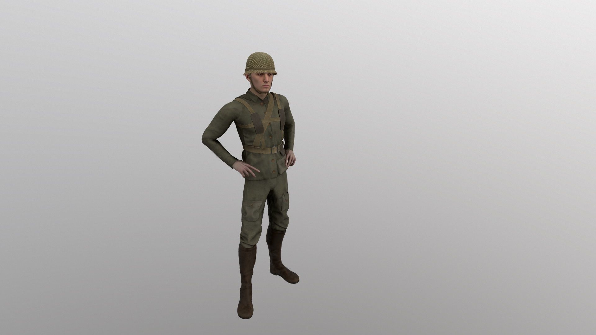 WW2 Soldier Man - Maya Rig - High Quality Textured 3D model_18