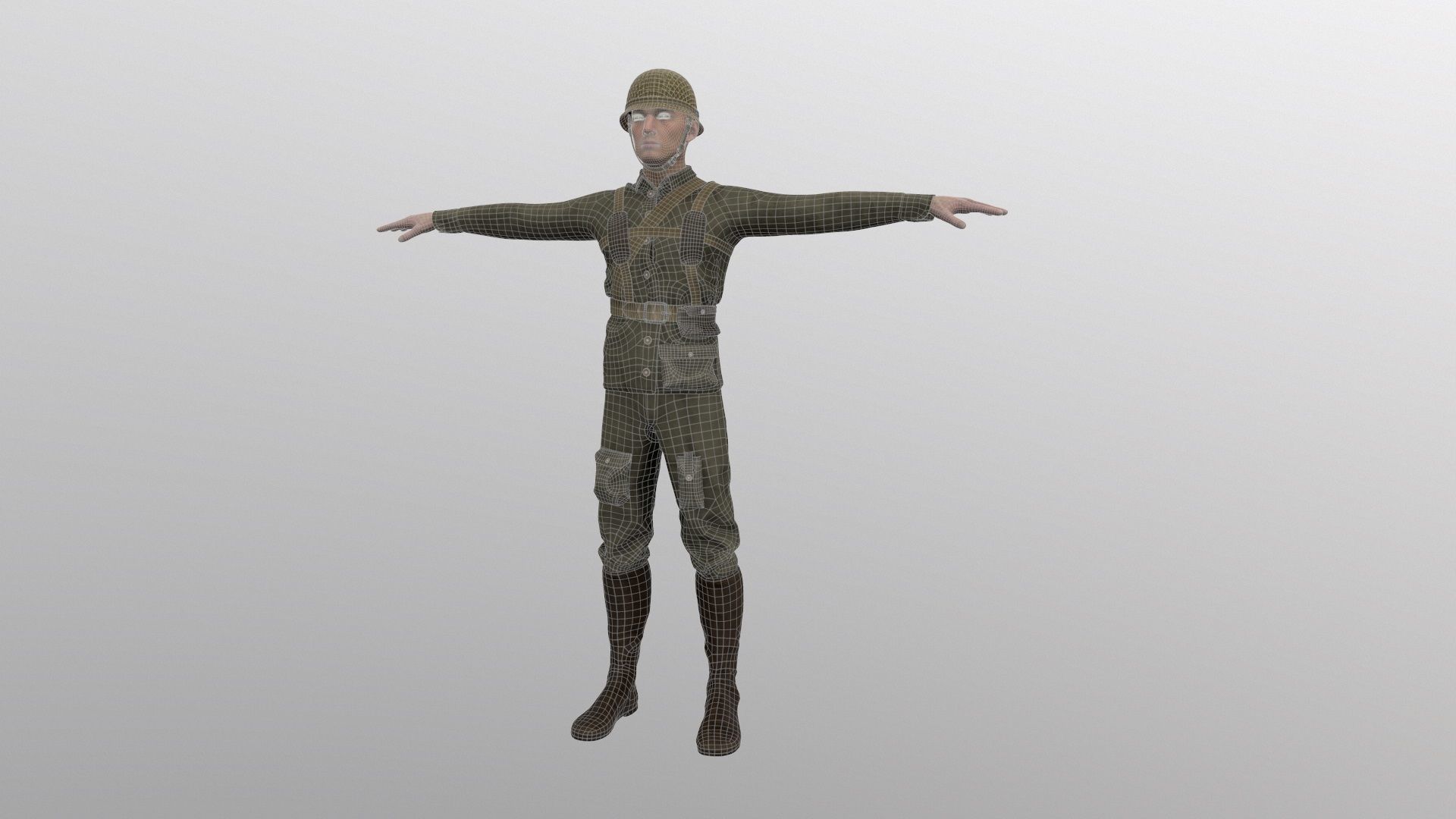 WW2 Soldier Man - Maya Rig - High Quality Textured 3D model_14