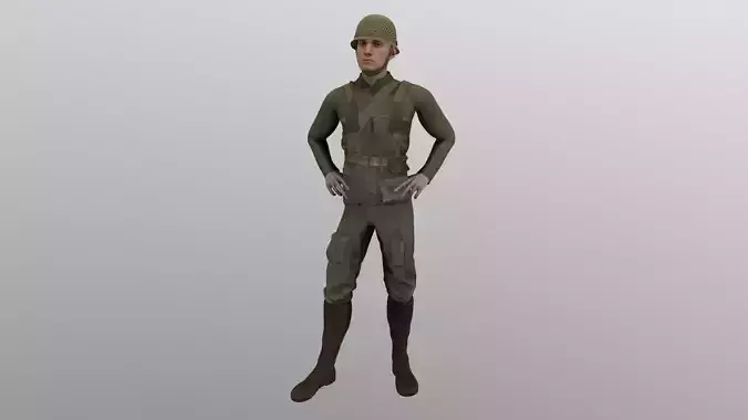 WW2 Soldier Man - Maya Rig - High Quality Textured