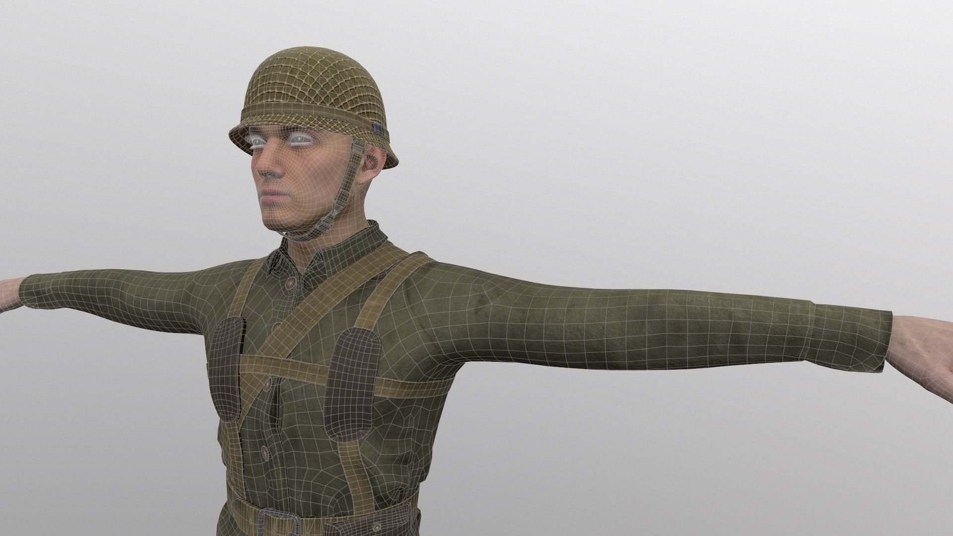 WW2 Soldier Man - Maya Rig - High Quality Textured 3D model_20