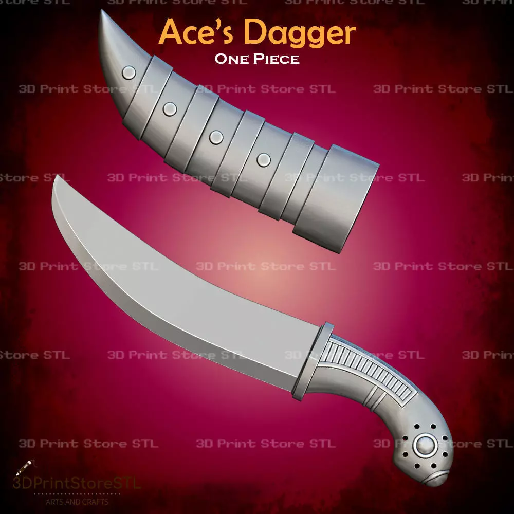 Ace Dagger Cosplay One Piece - STL File 3D print model_0
