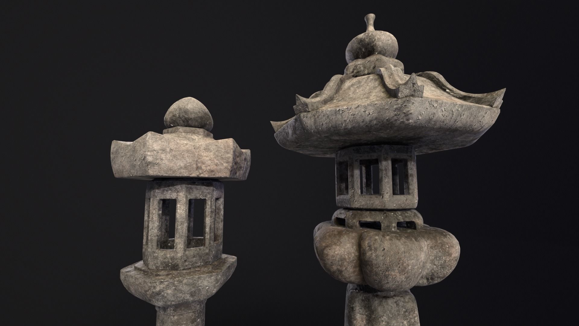 Forest Garden Japanese Lanterns Low-poly 3D model_20