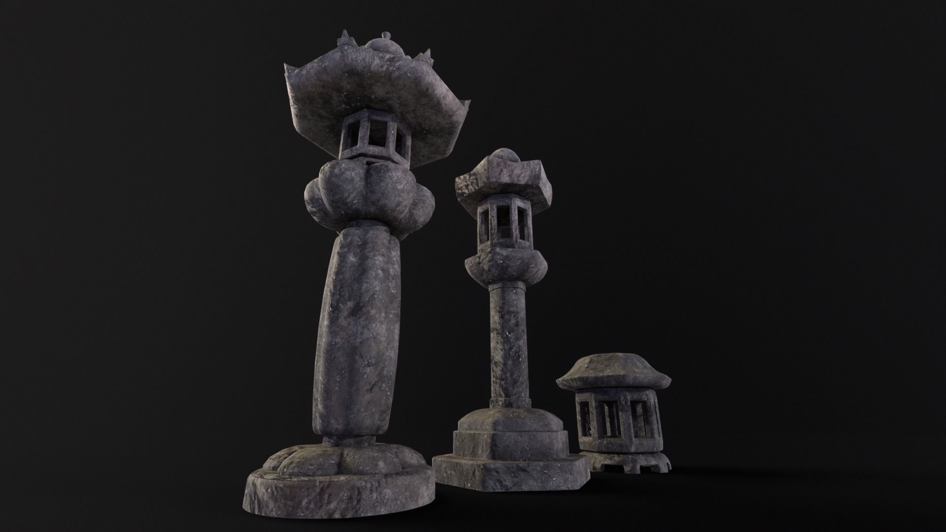 Forest Garden Japanese Lanterns Low-poly 3D model_18