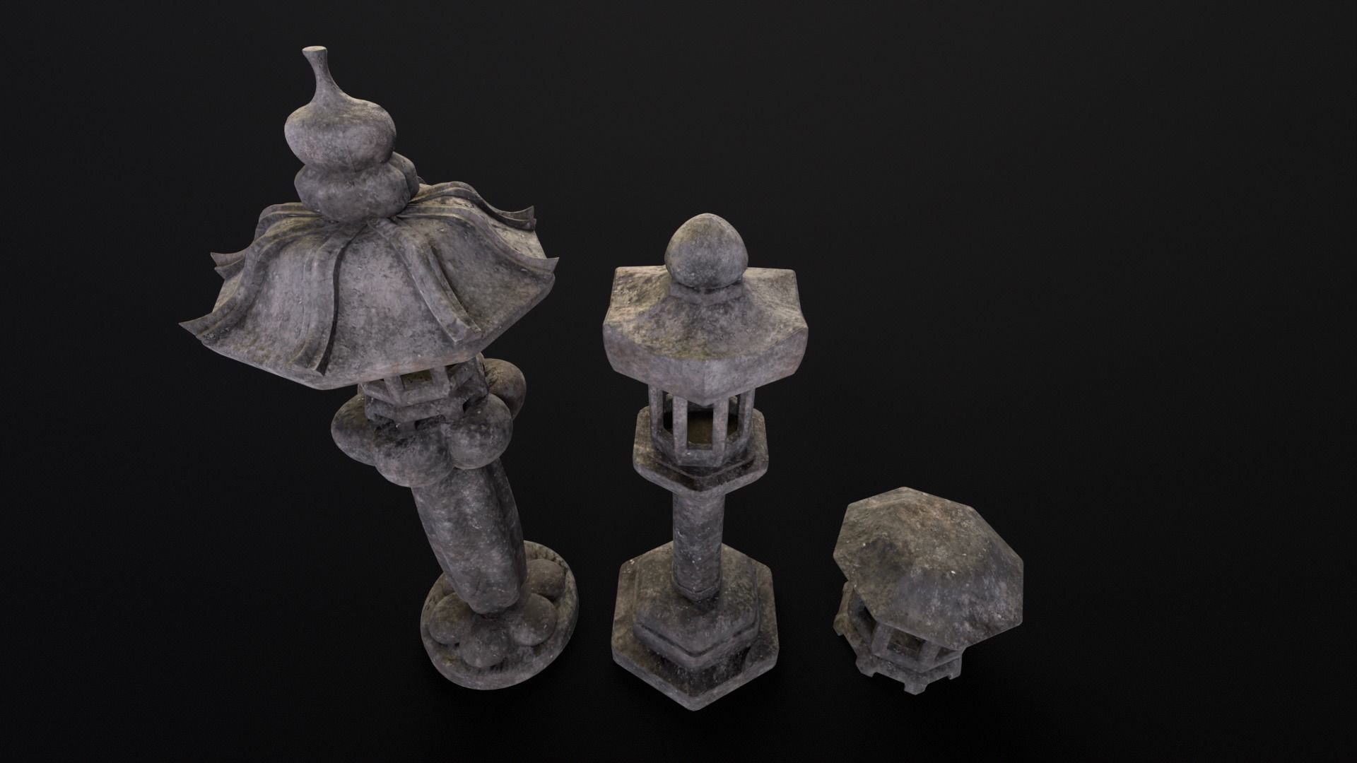 Forest Garden Japanese Lanterns Low-poly 3D model_14