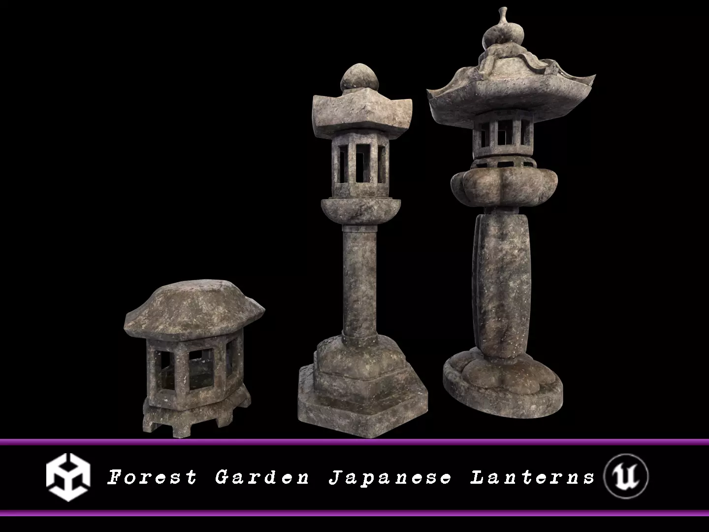 Forest Garden Japanese Lanterns Low-poly 3D model_0