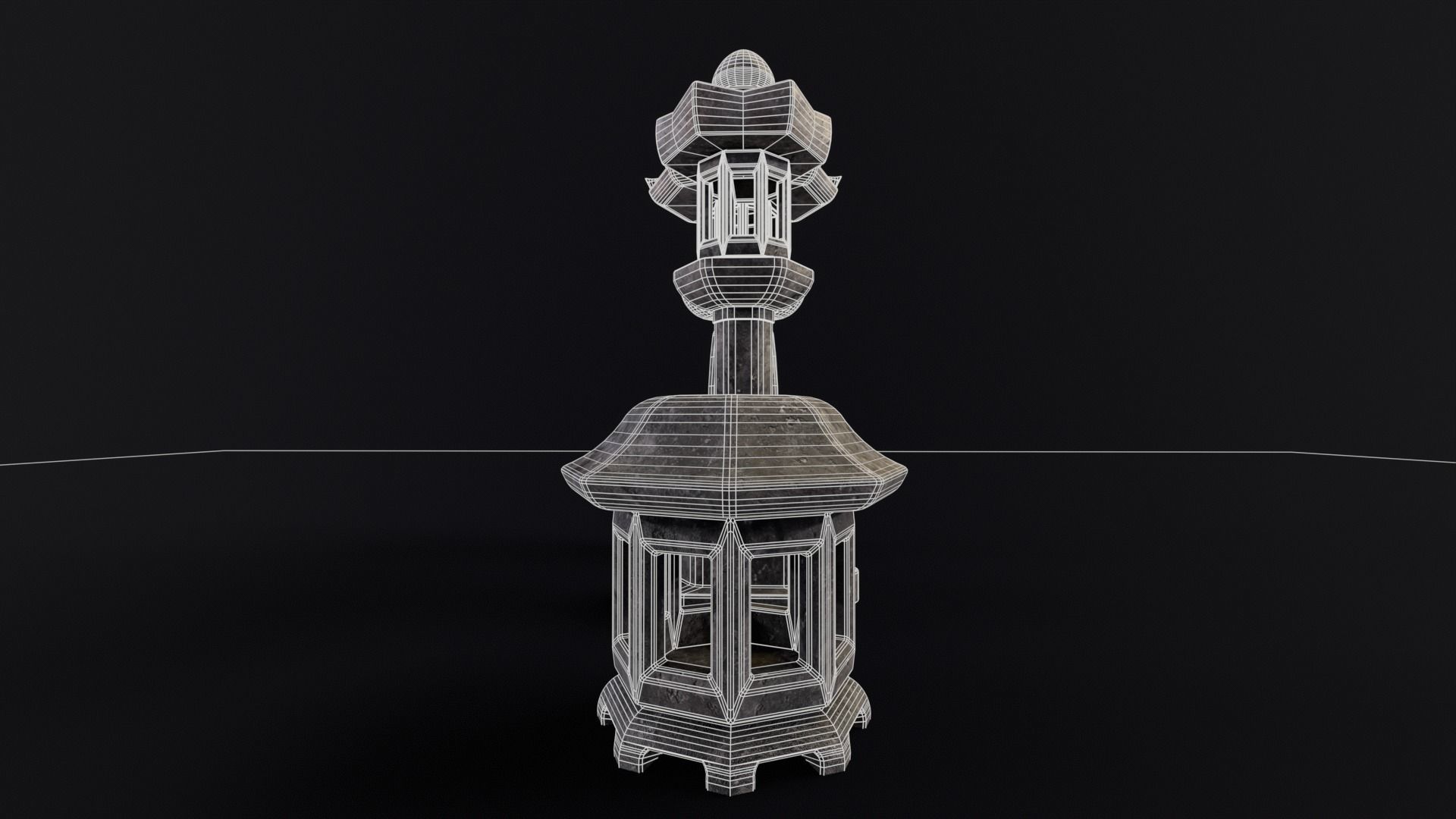 Forest Garden Japanese Lanterns Low-poly 3D model_9