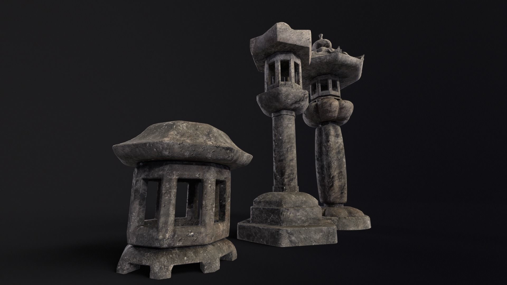 Forest Garden Japanese Lanterns Low-poly 3D model_6