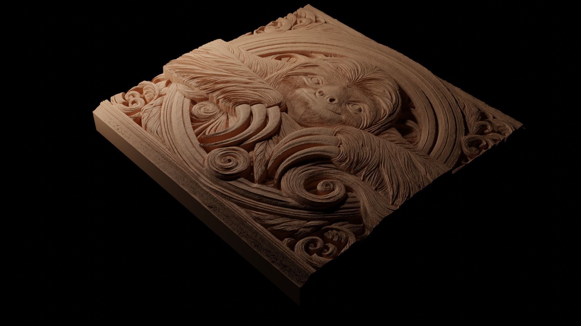 Sloth CNC 3d Print High Relief Sand Casting 3D print model_1