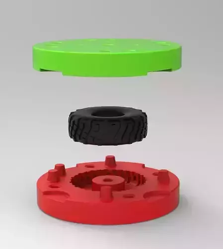 Mold for diecast military truck tire 6 Scale 1 to 25