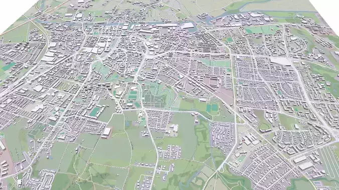 Cityscape Elblag Poland 3D model Cityscape Elblag Poland 3D model