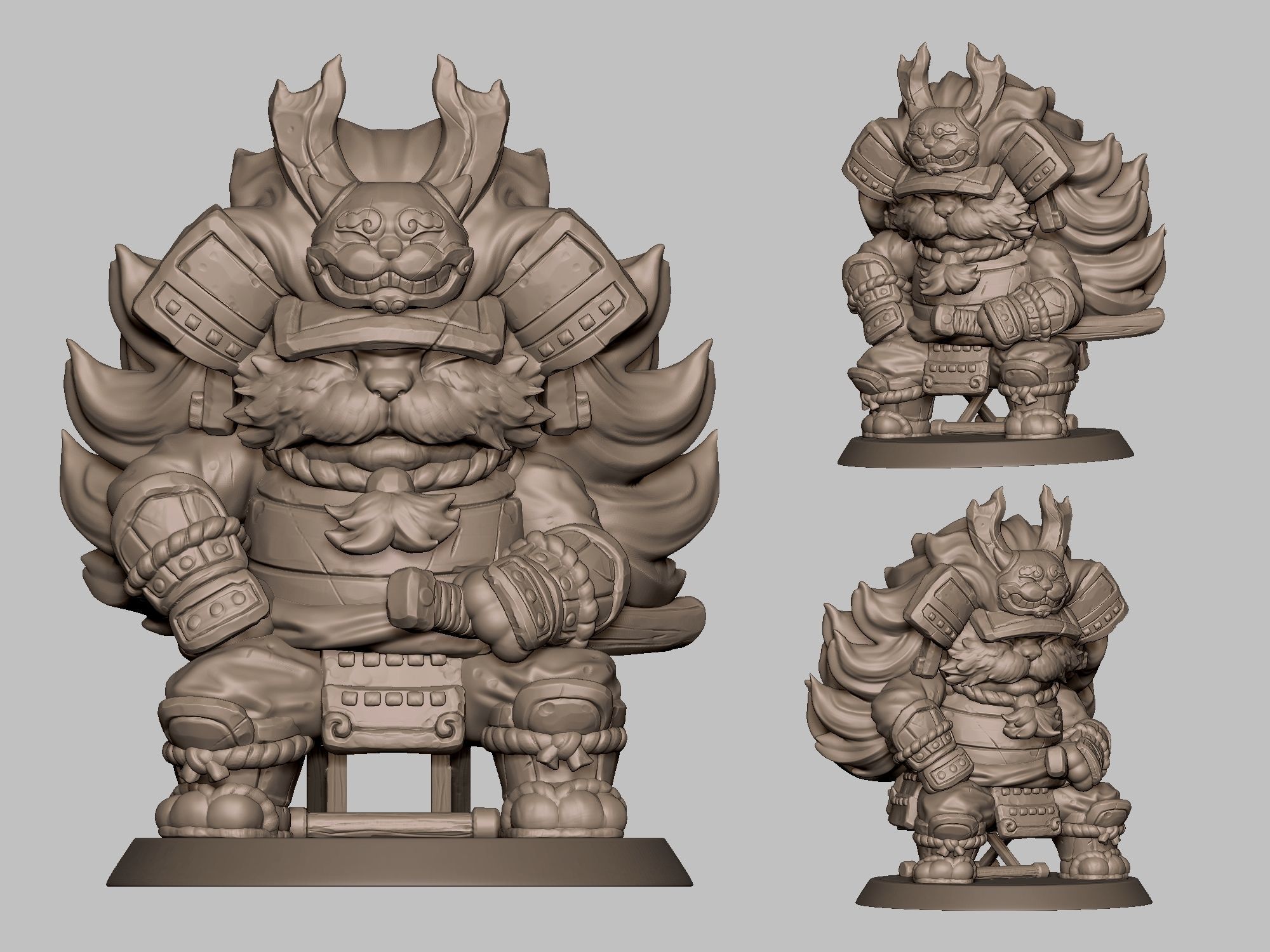 Cat Samurai   001 3D print model_1