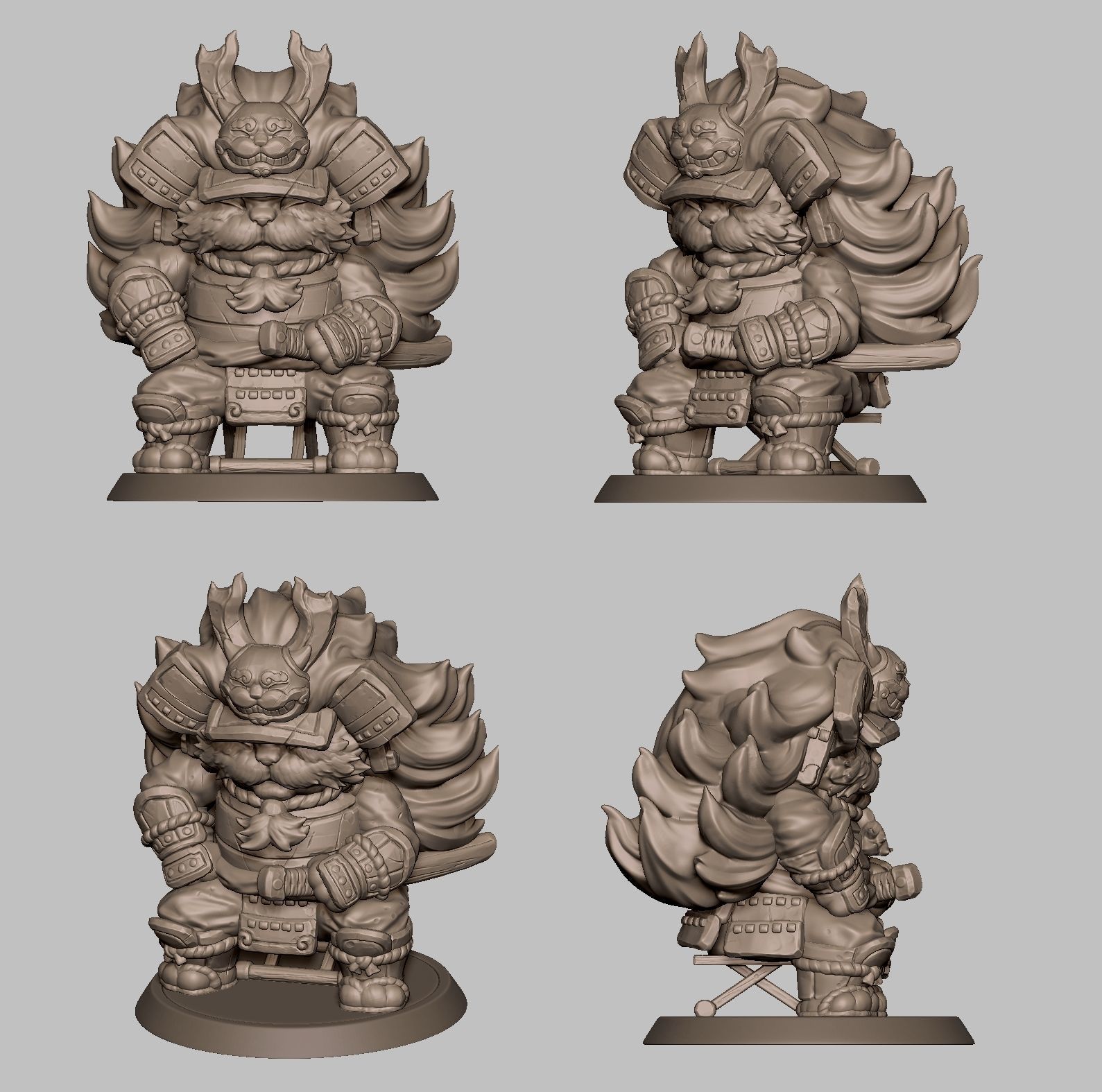 Cat Samurai   001 3D print model_2