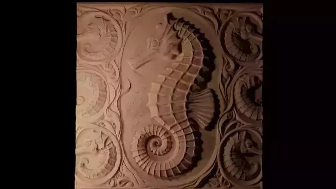 Seahorse CNC 3d Print High Relief Sand Casting 3D print model