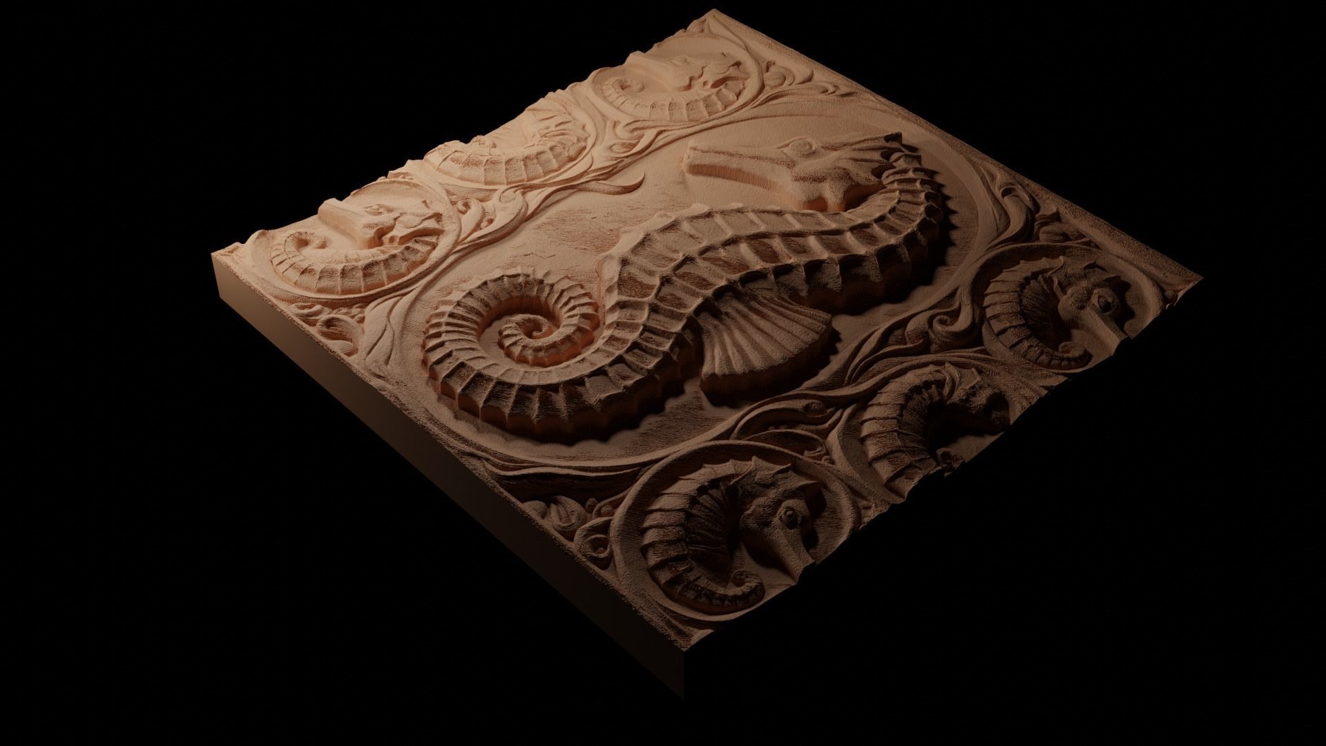 Seahorse CNC 3d Print High Relief Sand Casting 3D print model_1