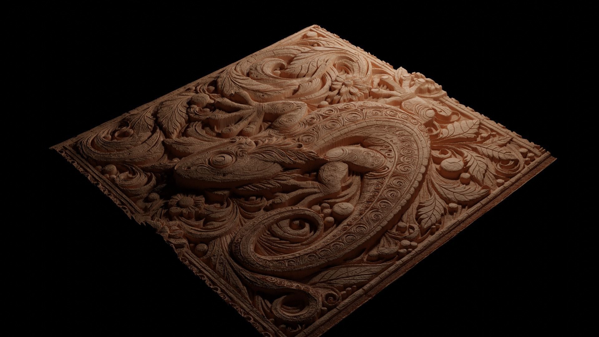 Salamander CNC 3d Print High Relief Sand Casting 3D print model_3