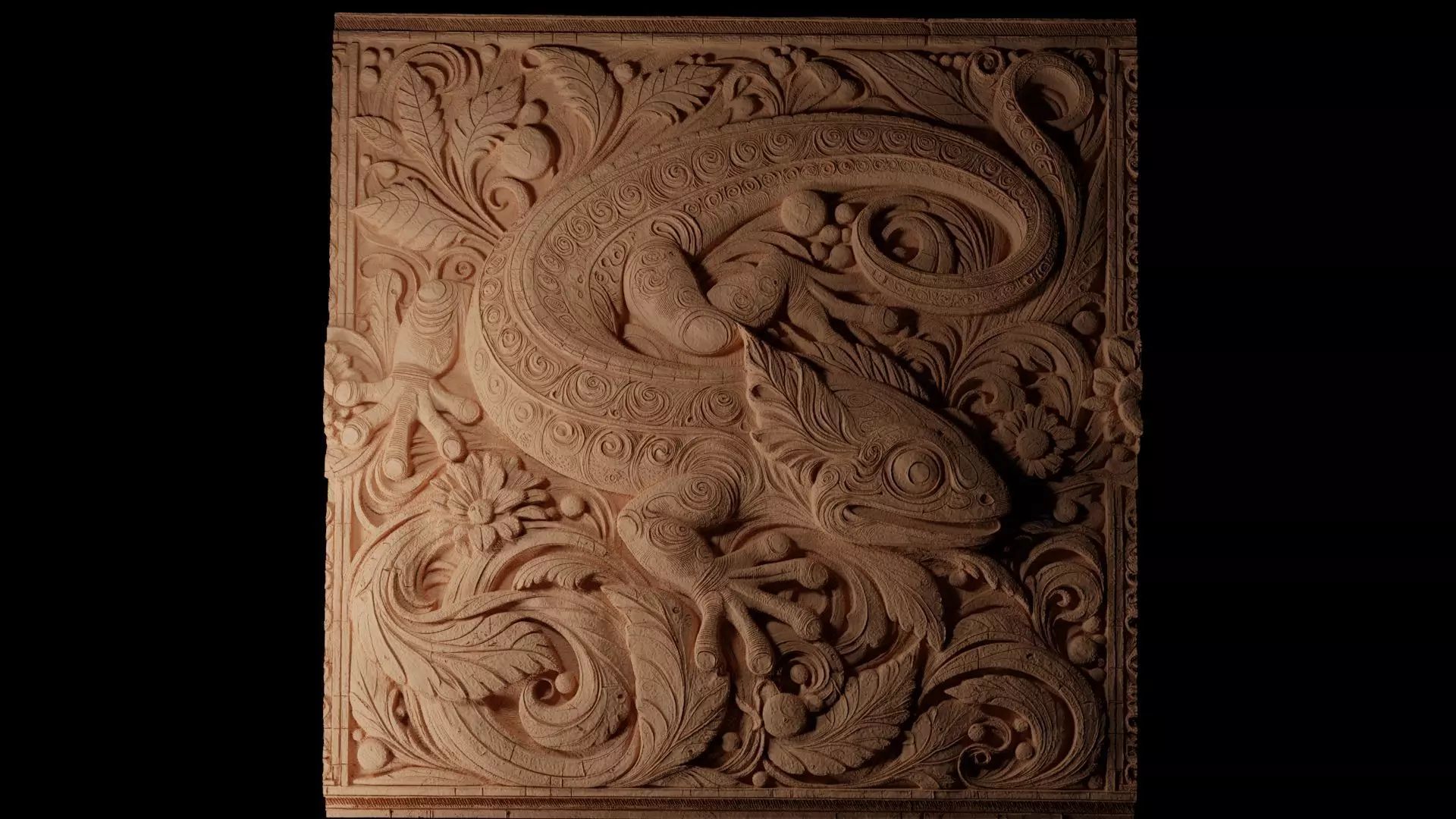 Salamander CNC 3d Print High Relief Sand Casting 3D print model_0