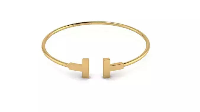 T Narrow Wire Round Bracelet Diameter 56 mm