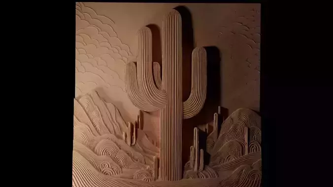 Saguaro Cactus CNC 3d Print High Relief Sand Casting 3D print model