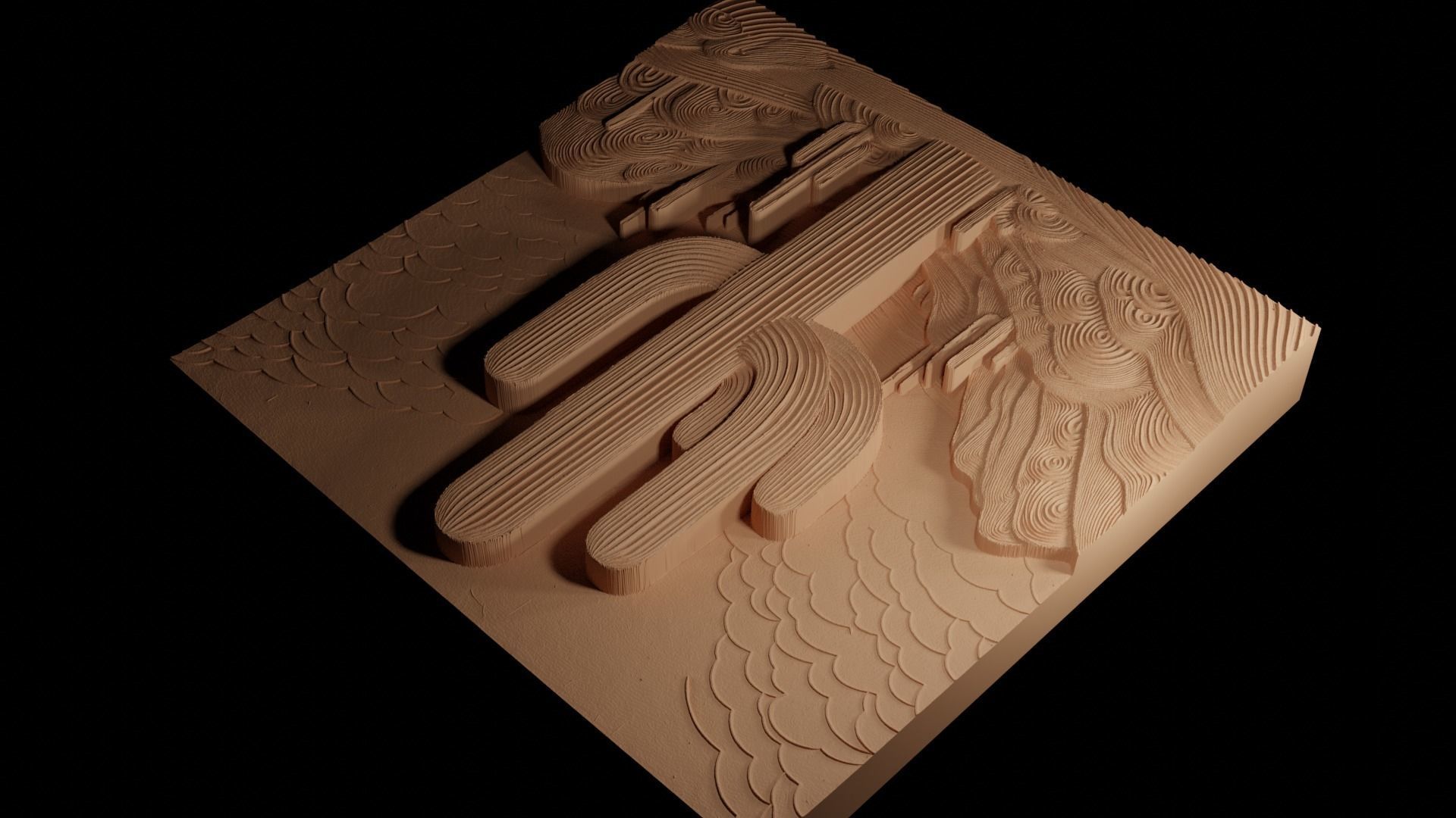 Saguaro Cactus CNC 3d Print High Relief Sand Casting 3D print model_4