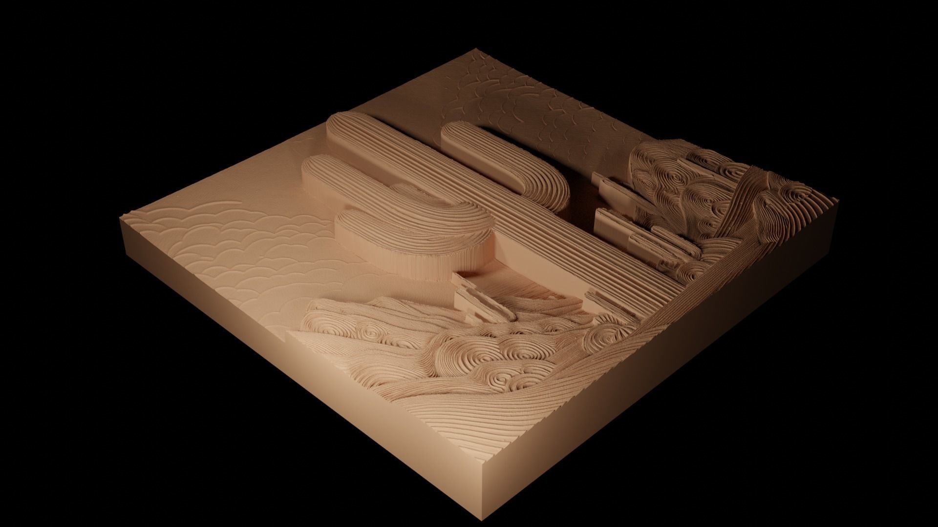 Saguaro Cactus CNC 3d Print High Relief Sand Casting 3D print model_2