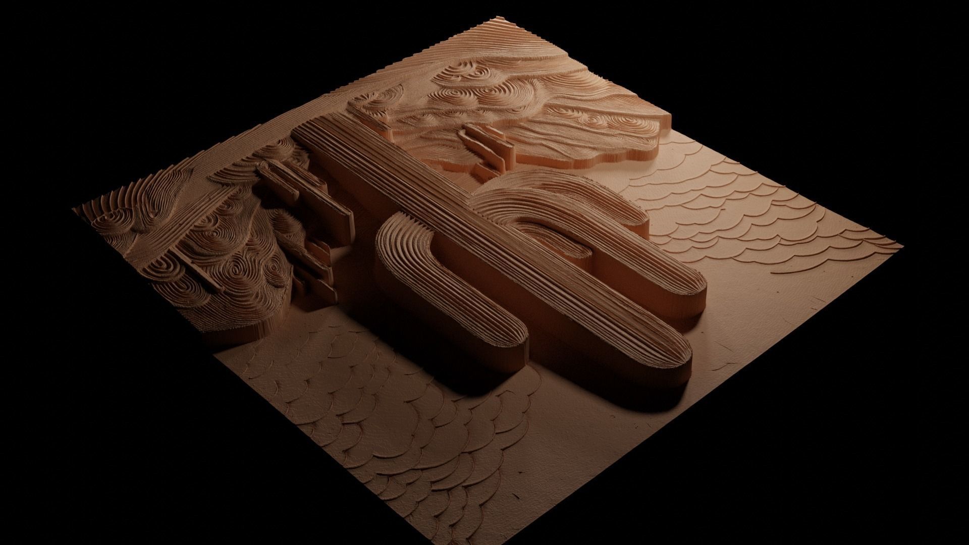 Saguaro Cactus CNC 3d Print High Relief Sand Casting 3D print model_3