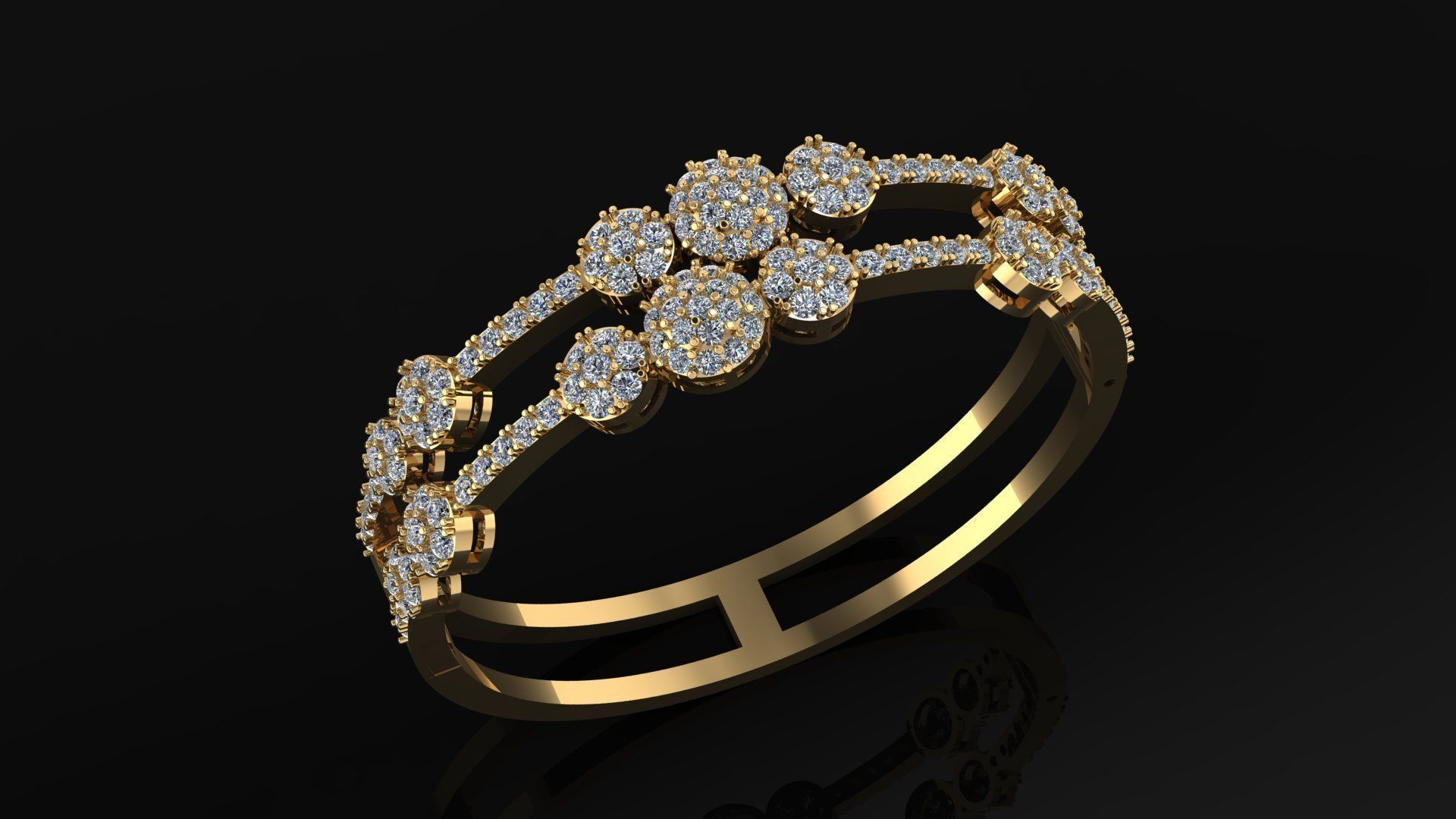 Flower Round Bangle 3D print model_1